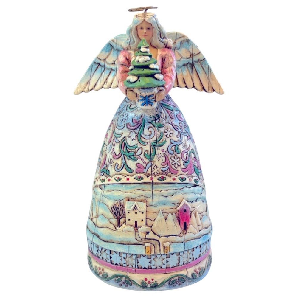 Jim Shore Angel Figurine with Blue and Pink Accents